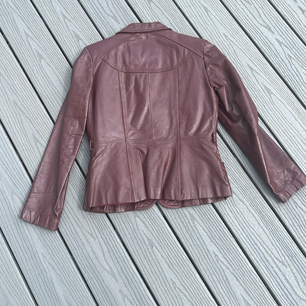 ❄️ VINTAGE Deep Red Leather Jacket - Picture 5 of 9